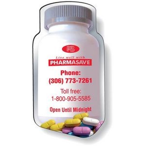 Stock Medicine Bottle Magnet .020, Full Color Digital, White Vinyl Topcoat