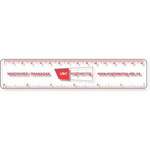 .060 Clear Plastic Rulers 1.25"x6.25" Rectangle / Round Corner, Spot Color Screen-Printed