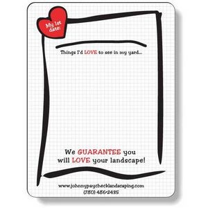 Full Magnetic Back Memo Board, Rectangle 5.5"x7.25" Round Corners, Spot Color Screen-Printed