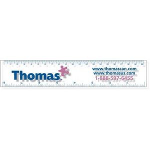 .060 Clear Plastic Rulers 1.5"x8.25" Rectangle / Square Corner, Spot Color Screen-Printed