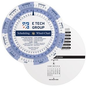 .020 White Plastic Wheel Calculator / Perpetual Calendar & Scheduling (6" dia.) Full Color Imprint
