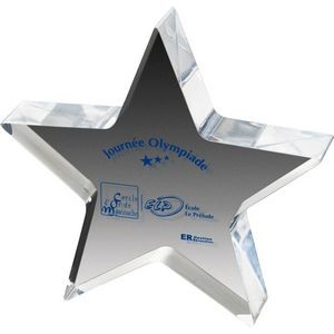 Clear Star Acrylic Paper Weight (5"x 5"x 1") Screen-Printed