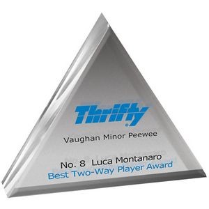 Clear Triangle Acrylic Paperweight (4"x 4"x 3/4") Screen-Printed