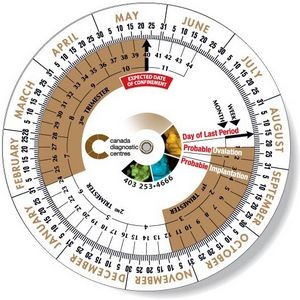 .020 White Plastic Birth Date Finder Wheel Calculator 6" dia, Full Colors