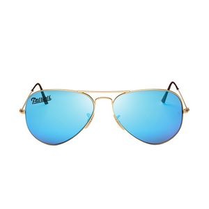 Gold Frame Aviator Sunglasses w/Advanced Mirrored Lens