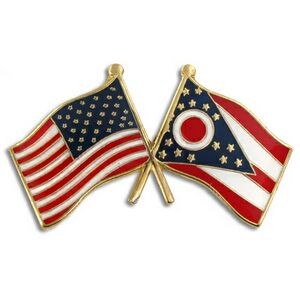 Ohio & USA Crossed Flag Pin