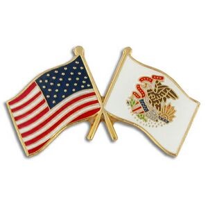 Illinois & USA Flag Pin