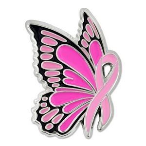Pink Ribbon Butterfly Pin