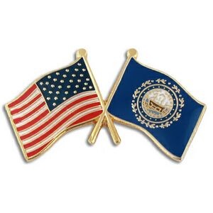 New Hampshire & USA Crossed Flag Pin