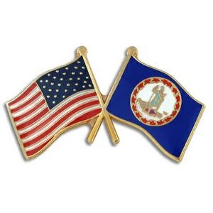 Virginia & USA Crossed Flag Pin