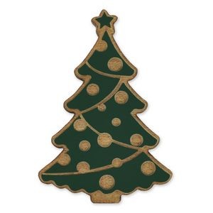 Green Wood Christmas Tree Pin