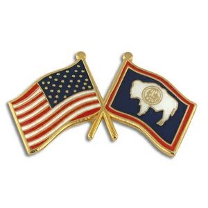 Wyoming & USA Crossed Flag Pin