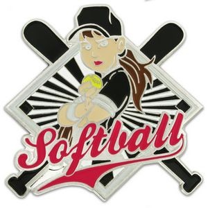 Girl Softball Player Pin