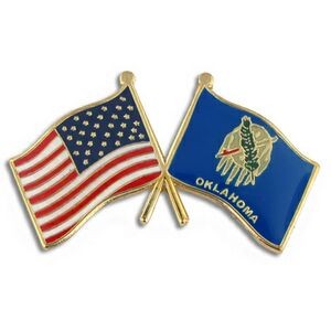 Oklahoma & USA Crossed Flag Pin