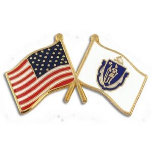 Massachusetts & USA Crossed Flag Pin