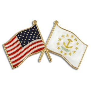 Rhode Island & USA Crossed Flag Pin