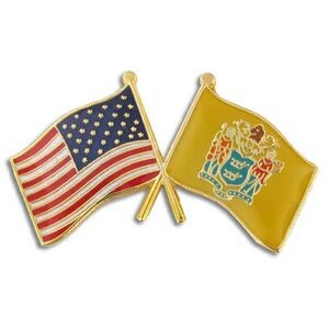 New Jersey & USA Crossed Flag Pin
