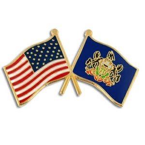 Pennsylvania & USA Crossed Flag Pin
