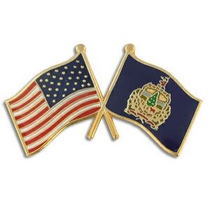 Vermont & USA Crossed Flag Pin