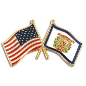 West Virginia & USA Crossed Flag Pin