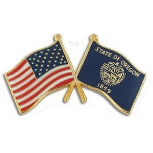 Oregon & USA Crossed Flag Pin