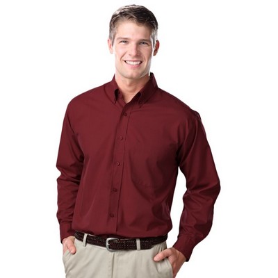 Men's Long Sleeve Poly/Cotton Poplin Shirt w/Patch Pocket