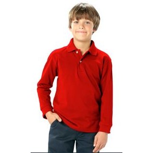 Youth Long Sleeve Superblend Pique Polo Shirt