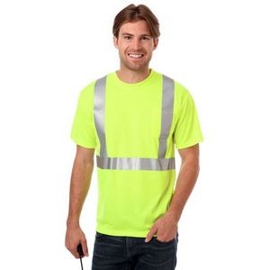 Adult Hi-Visibility Tee Shirt w/Reflective Stripe CLASS 2