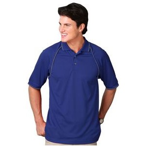 Men's Short Sleeve Moisture Wicking Polo Shirt w/ Contrast Piping