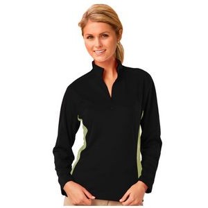 Ladies Long Sleeve Colorblock Zip Pullover Shirt