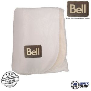 48Hr Quick Ship - Sherpa Faux Wool Lined Micro Mink Throw, 50x60, with Lasered logo patch