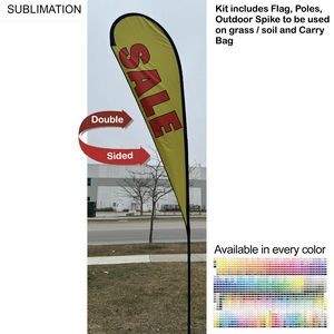 13.5' Large Tear Drop Flag Kit, Full Color Graphics Double Side, Outdoor Spike base and Bag Included