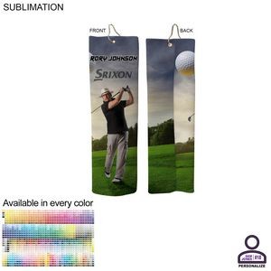 Personalized Microfiber Dri-Lite Terry Golf Towel, 18" Length, Trifold Grommet & Hook, Sublimated