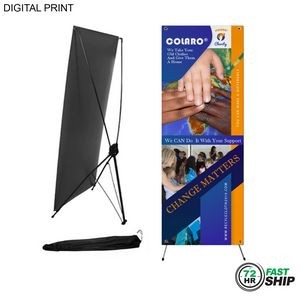 72 Hr Fast Ship - Economy, Cost Effective Advertising Banner with Graphics, X-Stand and Bag, 23x64