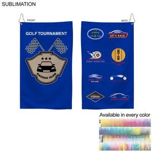 Colored Microfiber Dri-Lite Terry Golf Towel, 15x25, Nofold Grommet & Hook, Sublimated 2 sides