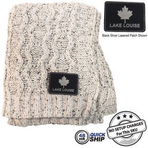 48 Hr Quick Ship - Heather Cable Knit Chenille Blanket, 50x60, with Lasered logo patch
