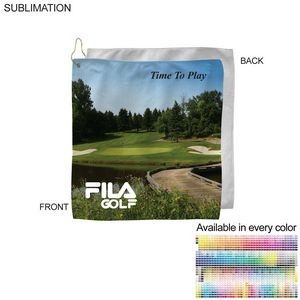 Microfiber Suede Shammy Golf Towel, Finished size 15x15, Nofold Grommet & Hook, Sublimated