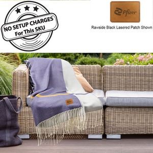 Denim Beachy Cottage Blanket, 50x60, with Lasered logo patch, NO SETUP CHARGE