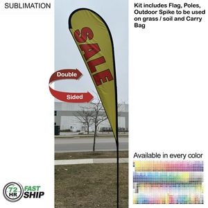 72 Hr Fast Ship - 13.5' Large Tear Drop Flag Kit, Full Color Graphics Double Side, Spike and Bag.