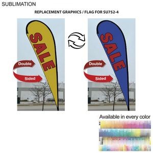 Replacement Flag for 13.5' Large Tear Drop Flag Kit, Full Color Graphics Double Sided