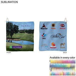 Microfiber Dri-Lite Terry Golf Towel, Finished size 15x15, Nofold Grommet & Hook, Sublimated 2 sides