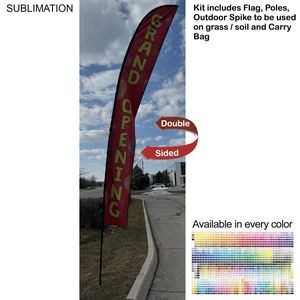 19' X-Large Feather Flag Kit, Full Color Graphics Double Sided, Outdoor Spike base and Bag Included