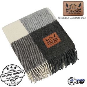 48 Hr Quick Ship - Plaid Wool Blanket, 50x60, with Lasered logo patch, NO SETUP CHARGE