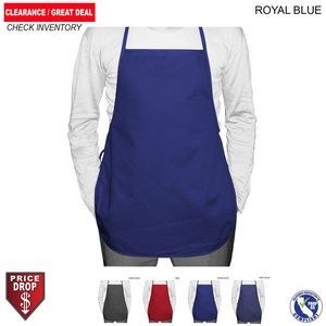 Discounted Shorter Length Twill Bib Apron, 19x24, No Pockets, Blank Only, In Stock