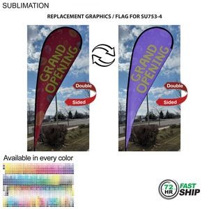 72Hr Fast - Replacement Flag for 16' X-Large Tear Drop Flag Kit, Full Color Graphics Double Sided