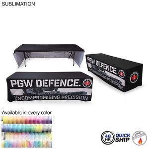 48 Hr Quick Ship - Sublimated Table Cloth for 8' Table, Drape Style, 3 sided, Open Back
