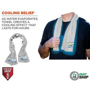72 Hr Fast Ship - White Cooling Towel, 12"x40", with full color sublimated logos