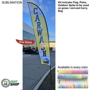 72 Hr Fast Ship - 13' Medium Feather Flag Kit, Full Color Graphics One Side, Spike and Bag Included.