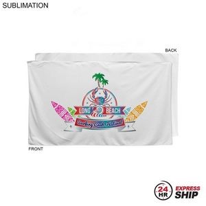 24 Hr Express Ship - Plush and Soft Velour Terry Cotton Blend White Beach Towel, 35x60, Sublimated