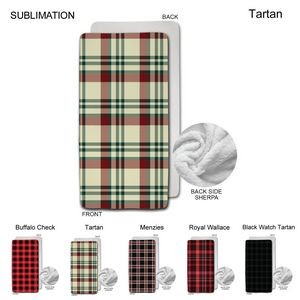 Stock Plaid Design Plush Sherpa Lined Micro Mink Throw, 30"x60", Sublimated